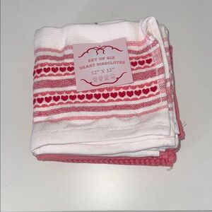 Hobby Lobby Red and White Heart Dishcloth 3 Set NWT